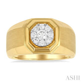 1/2 Ctw Octagonal Shape Lovebright Round Cut Diamond Men's Ring in 10K Yellow and White Gold